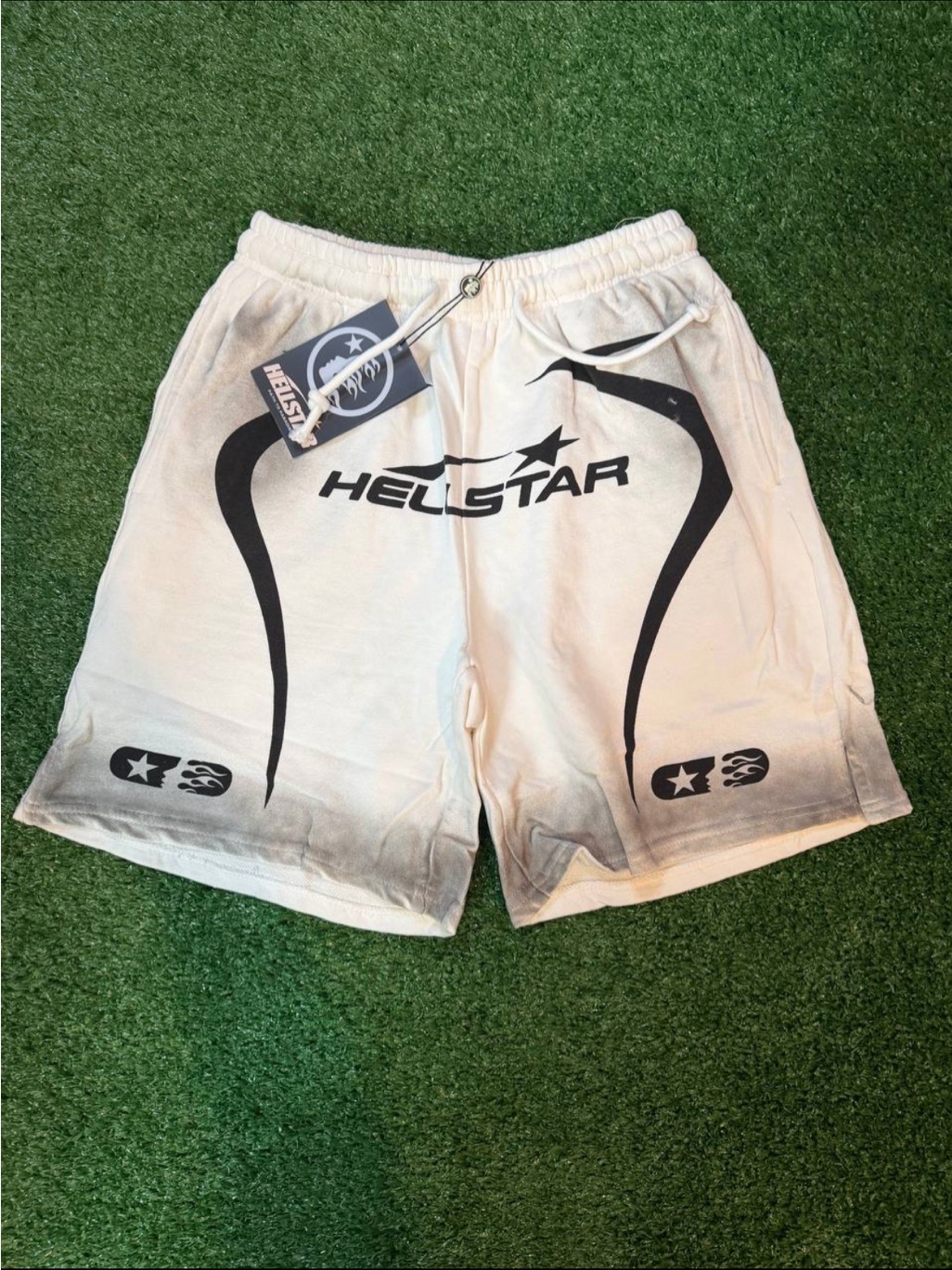 Hellstar Cream Athletic Drawstring Shorts For Men